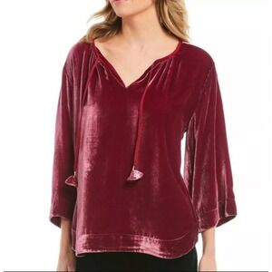 Tommy Bahama Velvet Peasant Top Size XL Pink Boho Luxe Resort Chic Holiday